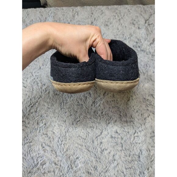Glerups Wool Slippers Leather Sole Slip On Charcoal Black Gray EU 40 US 9 Womens - Picture 9 of 9